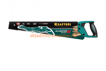 Ножовка для точного реза Kraftool "Alligator BLACK", 550 мм, 11 TPI 3D зуб, 15205-55