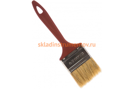 Плоская кисть STAYER Universal Master светлая натуральная щетина пластмассовая ручка 63 мм 0107-63_z01