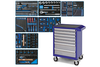 Набор инструментов KING TONY "ACTION" в синей тележке, 327 предметов 934-327AMB