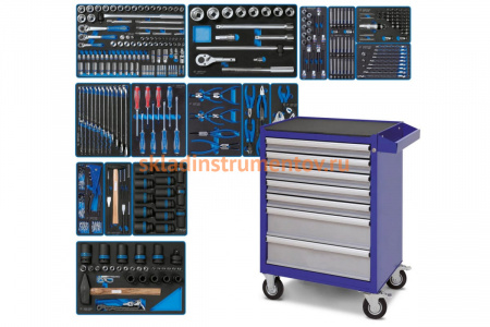 Набор инструментов KING TONY "ACTION" в синей тележке, 327 предметов 934-327AMB