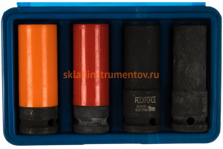 Набор головок 6-гранных тонкостенных ударных (4 пр; 1/2"; 17-19 мм) Rockforce RF-4032TH44
