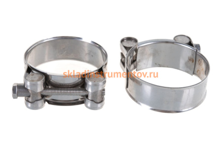 Металлические хомуты СИБРТЕХ, силовые, 52-55мм, ширина 22мм, шарнирный, W4, 2шт 475413