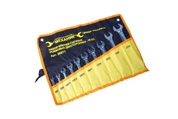 Набор рожковых ключей 10шт в чехле Энкор 26071