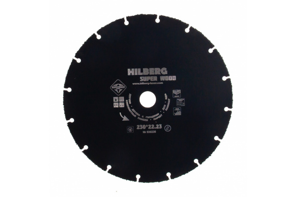 Диск карбид вольфрамовый отрезной Super Wood (230х22.23 мм) Hilberg 530230