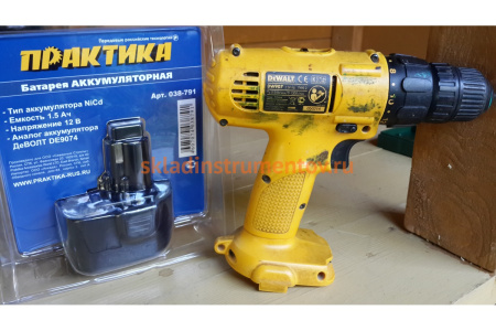 Аккумулятор (12 В; 1.5 А*ч; NiCd) для инструментов DeWALT, B&D блистер ПРАКТИКА 038-791