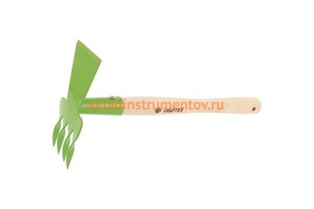 Рыхлитель 4-зубый, витой зуб, комбинированный, профиль "трапеция", деревянная рукоятка СИБРТЕХ 62342