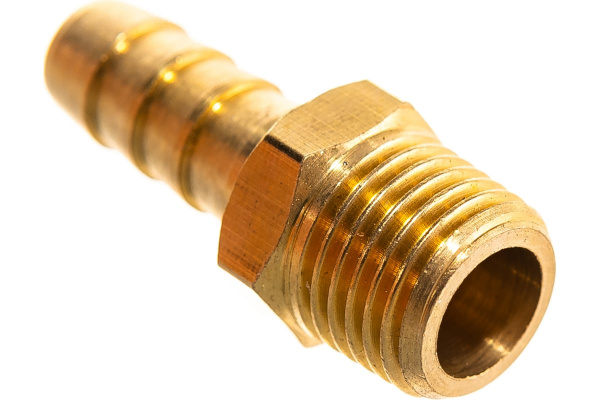 Штуцер пневматический наружная резьба 1/4- елочка 8 мм, 2 шт. + хомуты ROCKFORCE RF-MH04/05