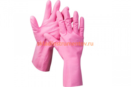 Перчатки латексные рифлёные (размер S) "МАСТЕР" ЗУБР 11250-S