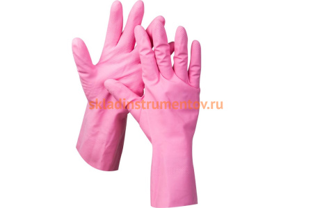 Перчатки латексные рифлёные (размер S) "МАСТЕР" ЗУБР 11250-S