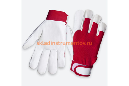 Кожаные перчатки Jeta Safety Mechanic, цвет красный/белый, манжета велкро JLE301-10/XL Кожаные перчатки Jeta Safety Mechanic, цвет красный/белый, манжета велкро JLE301-10/XL