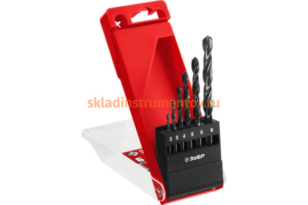 Набор сверл по металлу МАСТЕР 2-8 мм, быстрорежущая сталь, класс В, 6 шт. Зубр 29605-H6