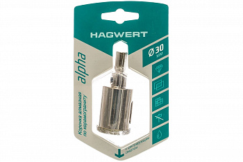 Коронка алмазная с центрирующим сверлом по керамограниту и керамике 30 мм HAGWERT 576230