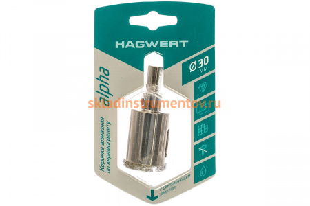 Коронка алмазная с центрирующим сверлом по керамограниту и керамике 30 мм HAGWERT 576230