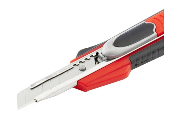 Нож 9мм, выдвижное лезвие, металлическая направляющая, двойная фиксация, эргономичная двухкомпонентная рукоятка MATRIX QUIK BLADE 78934