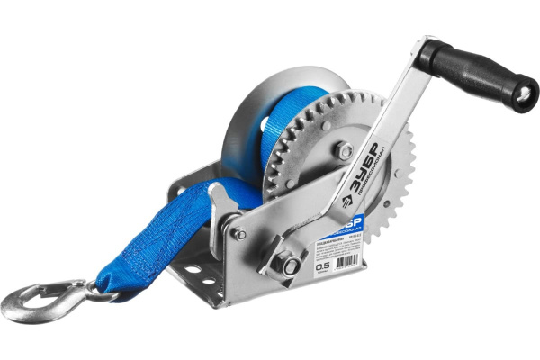 Ручная барабанная лебедка Зубр ПРОФЕССИОНАЛ ленточная 0,5т 8м 43115-0.5