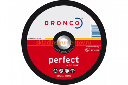 Диск шлифовальный по металлу Perfect A30T (150x6x22.23 мм) DRONCO 3156040100