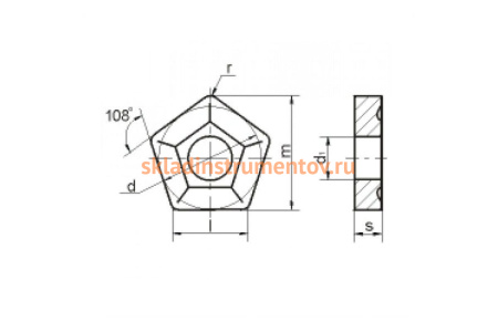 Пластина 10114-110408 PNUM-110408 пятигранная, ВК8 B35 со стружколомом GRIFF 032211