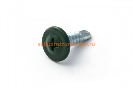 Саморезы с прессшайбой и сверлом по листовому металлу до 2мм Зубр RAL-6005 PH2 4,2х16мм 500шт 300211-42-016-6005