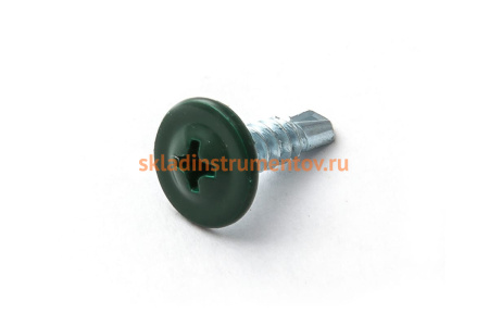 Саморезы с прессшайбой и сверлом по листовому металлу до 2мм Зубр RAL-6005 PH2 4,2х16мм 500шт 300211-42-016-6005