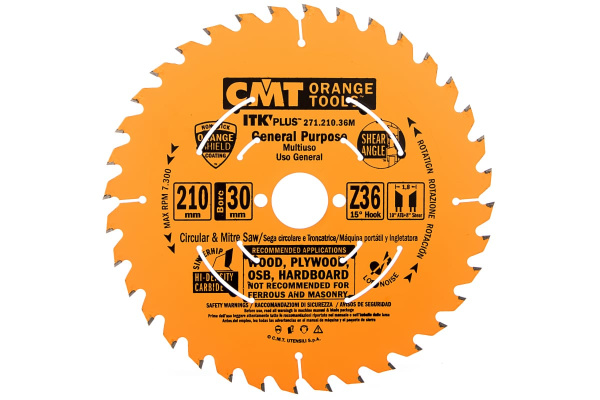 Диск пильный по дереву (210х30/25х1,8/1,2 мм; Z36) CMT 271.210.36M