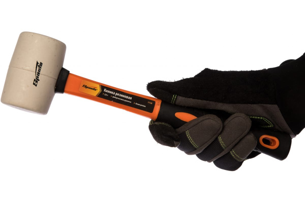 Резиновая киянка SPARTA 225 г, белая резина, фиберглассовая рукоятка 11128