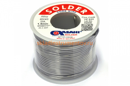 Припой (1.6 мм, 0.25 кг, Sn60/Pb40, HF533 флюс RMA ) ASAHI 00-00001436