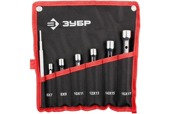 Набор трубчатых двусторонних торцовых ключей с воротком 6-17мм, 7шт Зубр МАСТЕР 27190-H7