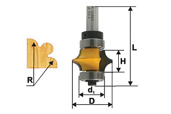 Фреза кромочная фигурная (22х13 мм; R 3.2 мм; хвостовик 8 мм) по дереву Энкор 10690