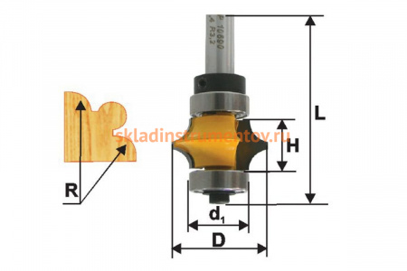 Фреза кромочная фигурная (22х13 мм; R 3.2 мм; хвостовик 8 мм) по дереву Энкор 10690