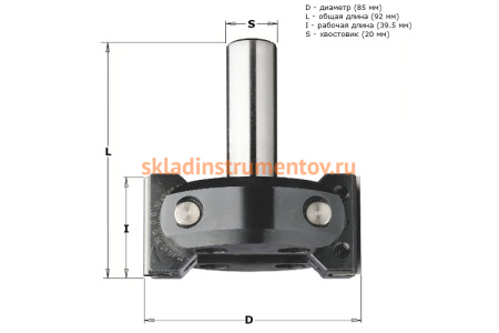 Фреза фасочная регулируемая со сменными ножами (85x39.5x92 мм; хвостовик 20 мм) CMT 663.201.11