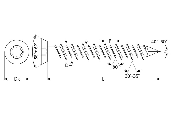 Рамные универсальные шурупы с потайной головкой Зубр хроматированные, TORX 30, 7,5x182 мм, ТФ0, 400 шт 4-300480-75-182