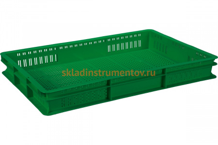 Ящик с перфорацией Тара.ру п/э 600х400х75  зелёный 06849