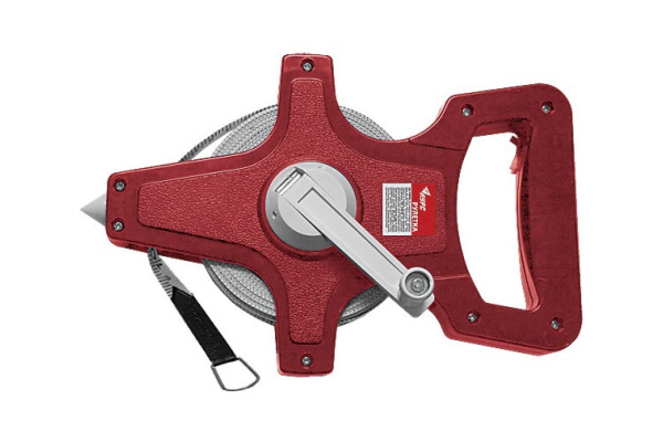 Землемерная рулетка (красный открытый корпус, фибергласовая лента 30 м) КУРС 17663