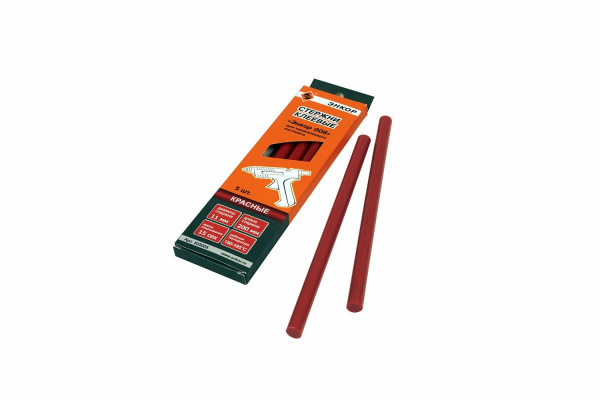 Стержни клеевые 11х200мм,  5шт, красный Энкор 006 505006