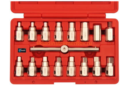 Набор насадок для сливных пробок 17шт в кейсе AIST 00-00009615