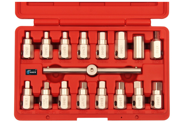 Набор насадок для сливных пробок 17шт в кейсе AIST 00-00009615