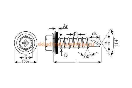 Саморезы для крепления кровельных материалов к металлическим конструкциям Зубр оцинкованные, 6,3x80 мм, 500 шт 4-300310-63-080