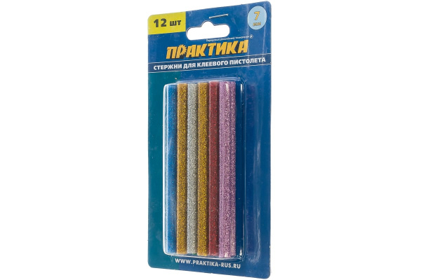 Клей для клеевого пистолета цветной (12 шт; 7х100 мм; 6 цветов) ПРАКТИКА 649-349 Клей для клеевого пистолета цветной (12 шт; 7х100 мм; 6 цветов) ПРАКТИКА 649-349