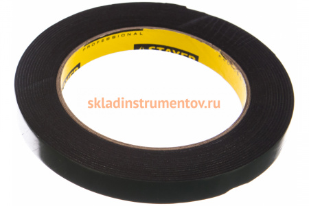 Клейкая монтажная лента STAYER "Profi" на вспененной основе черная 12 мм х 5 м 12233-12-05