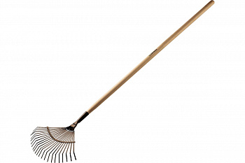 Веерные садовые грабли с деревянным черенком GRINDA 22 плоских зубца, 440х260х1500 мм 39593