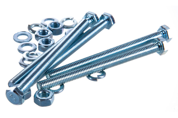 Болт с шестигранной головкой в комплекте с гайкой, шайбой, шайбой пружинной, ЗУБР, МАСТЕР, 303436-06-080