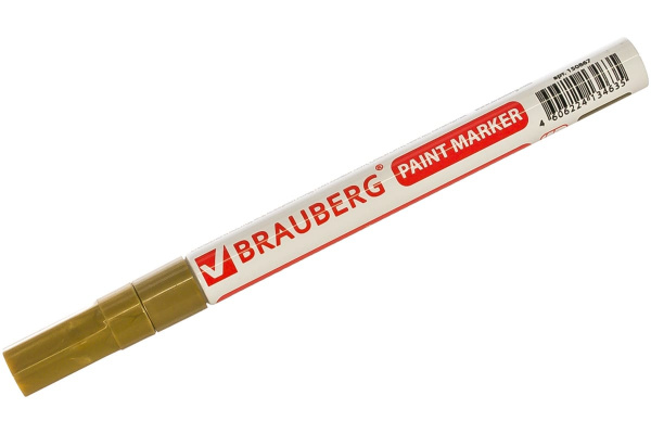 Лаковый маркер-краска BRAUBERG 1-2 мм, золотой, нитро-основа, алюминиевый корпус, 150867