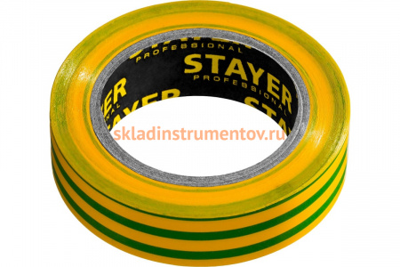 Изолента STAYER Protect-10 ПВХ 10м (0,13х15 мм), желто-зеленая 12291-S
