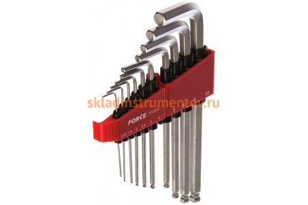 Набор средних Г-образных шестигранников с шаром 10 предметов FORCE 5102LB