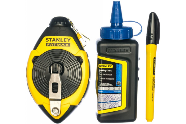 Набор из 3 предметов: отбивочный шнур 30 м, краситель, маркер Stanley 0-47-681 Набор из 3 предметов: отбивочный шнур 30 м, краситель, маркер Stanley 0-47-681