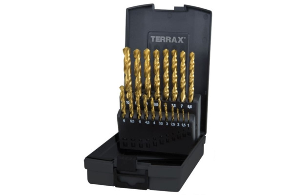 Набор сверл по металлу (19 шт; 1-10 мм; HSS-G TiN) Terrax by RUKO A250214TRO