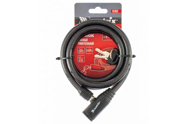 Тросовый универсальный замок MATRIX, 10 х 1200 мм 91833