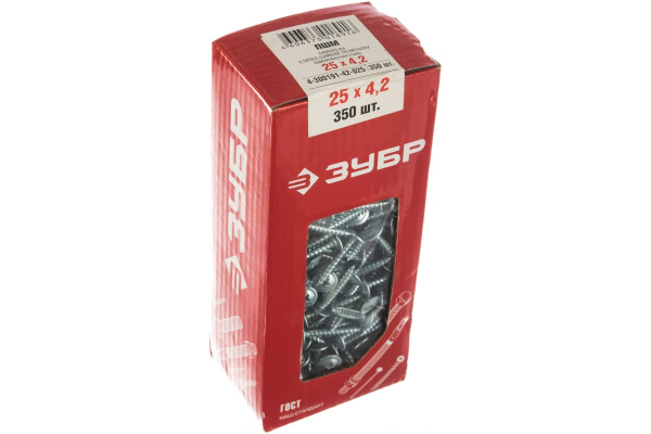 Саморезы с прессшайбой по листовому металлу 350 шт. (4,2х25 мм; PH2; ТФ1) ЗУБР 4-300191-42-025