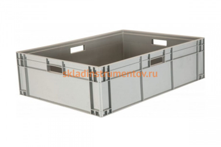 Ящик Тара.ру п/п 800х600х230 сплошной, с ручками, дно с усилением, серый B-8622