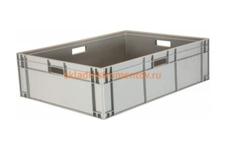 Ящик Тара.ру п/п 800х600х230 сплошной, с ручками, дно с усилением, серый B-8622